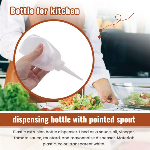 Clear White Plastic Sauce Oil Liquid Dispensing Squeeze Bottle 300ml 2