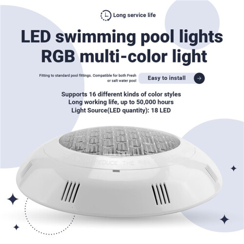 7 couleurs 24V 18W LED RVB sous-marine piscine lumineuse lumiere / telecommande 2