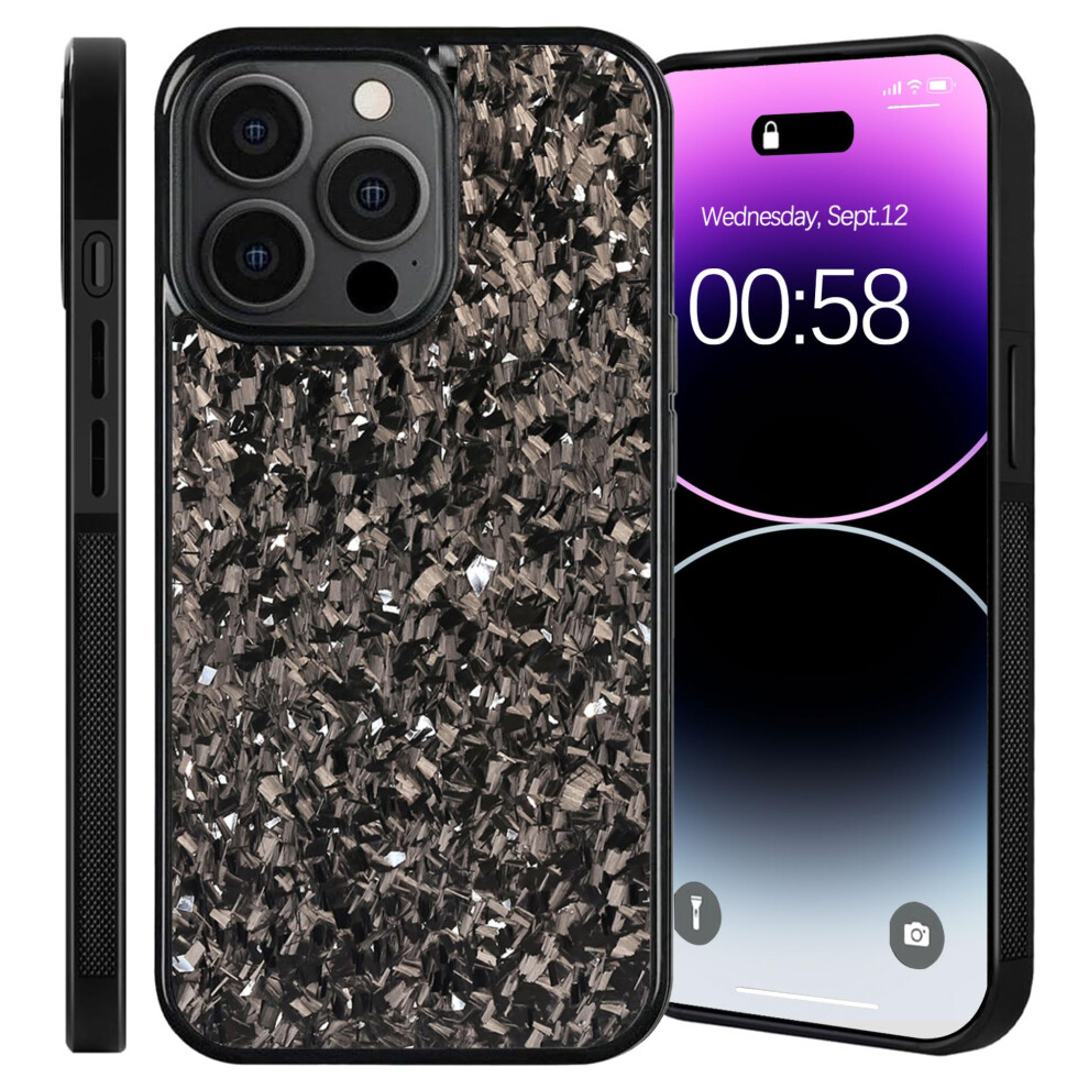 Forged Carbon Fiber Case For Iphone 14 Pro Max, Slim Magsafe Compatible Cover With Shockproof Tpu Sides And Raised Camera Bezel (Silver) Silver 9330225031635