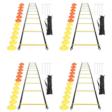 Sports Speed Agility Training Set 48 Disc Cones 16 Steel Stakes and Agility Ladder for Football Basketball Rugby Track