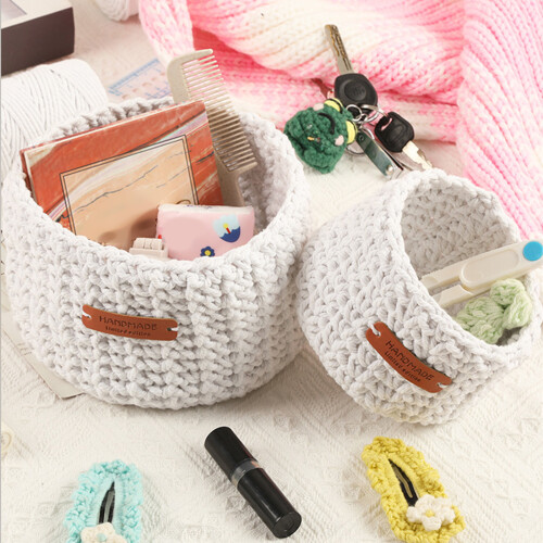Crochet Basket Making Set With Cotton Yarn Hook Needle And 1