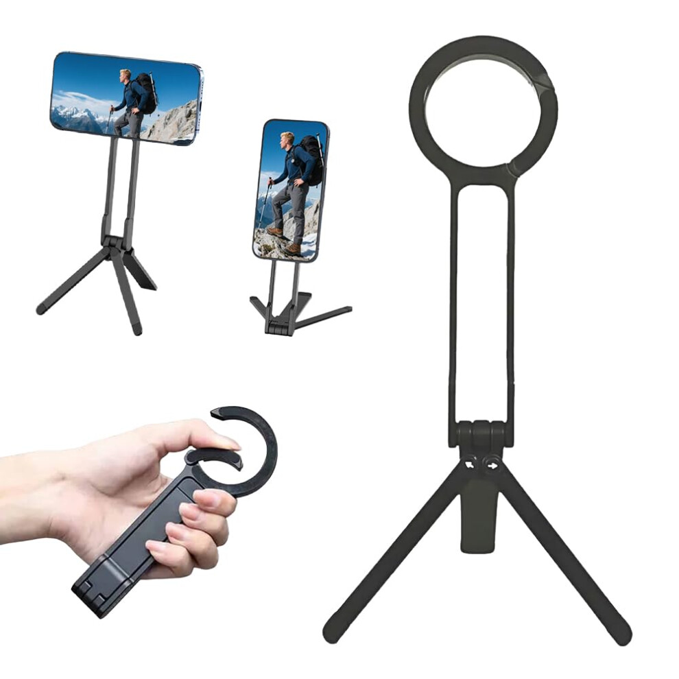 Magnetic Phone Tripod For Iphone 16/15/14, Dualsided Mount 360 Rotating Foldable Stand, Black 9073542730972