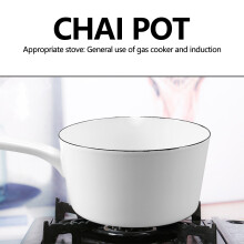 1.3L Japanische Art-WeißE Keramik-Milch-Topf-KüChe, die Pan Pot Stewpan-SäUglingsnahrungs-Kasserolle mit Langem Griff für eine Person Kocht