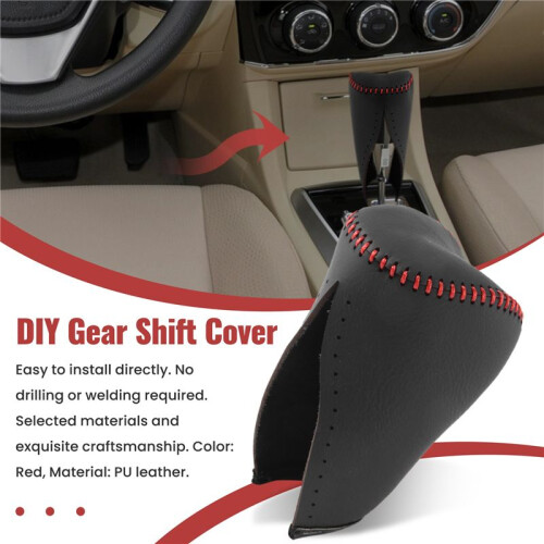 Leather Gear Shift Knob Cover for   Rav4 Rav 4 2014-2019 Automatic Hand-Stitched DIY Gear Shift Collars A 2