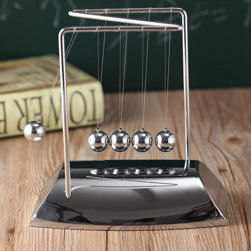 Balls Bring 5 Balls, Z Shape  Cradle, Electroplated Metal Material Pendulum Balls with Base,Physics Gadget 1