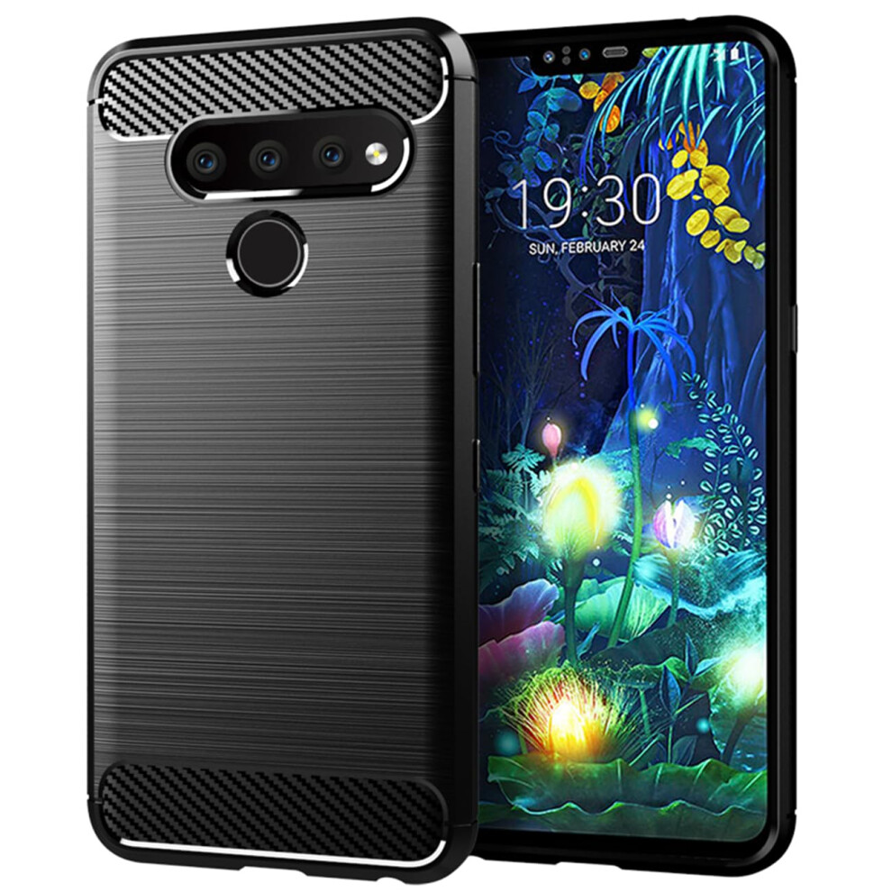 Case Carbon Fiber Shockproof Slim Tpu Cover With Anti Slip Grip And Precise Cutouts For Lg V50 Thinq Black 9330225031826