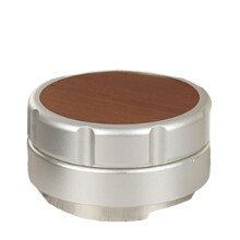 304StainlessSteel Espresso Powder Distributor Walnut Cover Coffee Leveler Adjustable Depth Espresso HandTampers Silver,B