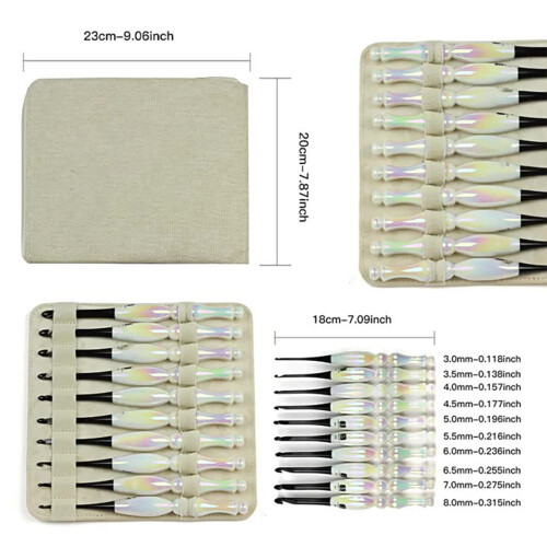 10Pcs Ergonomic Acrylic Handle Crochet Hook 3.0-7.0mm Aluminium 2