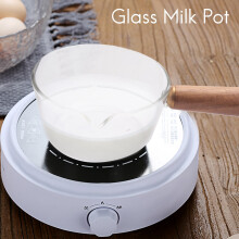 Glas Milchtopf mit Holz Griff 400Ml Kochtopf für Salat Nudeln Gasherd Kochgeschirr