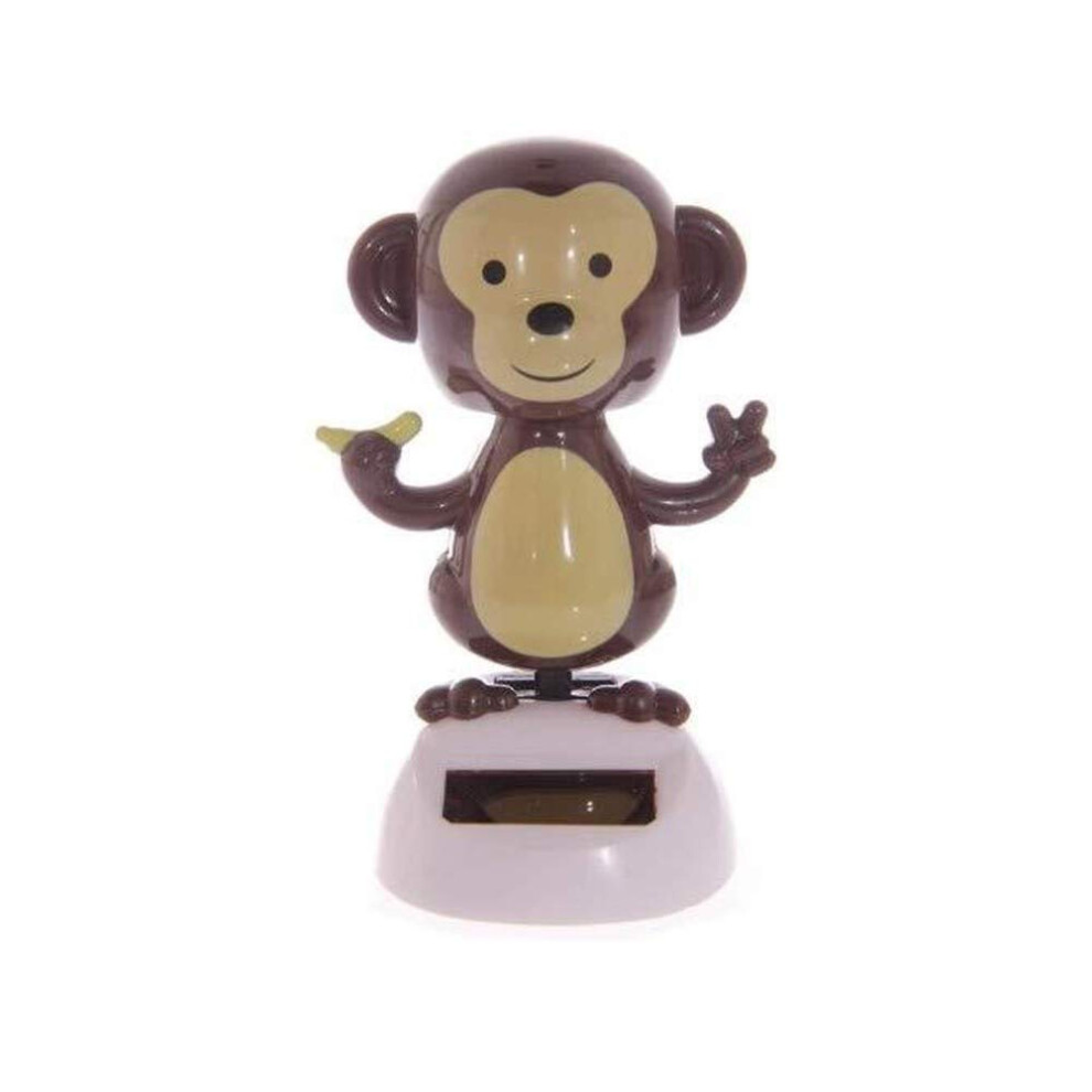 Solar Powered Dancing Monkey Bobblehead For Car Dashboard Decoration Cartoon Design White 9455672307116
