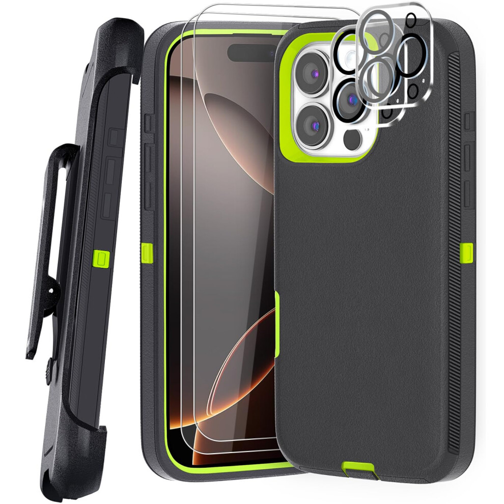 Case For Iphone 16 Pro Max Military Grade Shockproof 360 Coverage With Belt Clip Black Green Green,Black 9092120792904