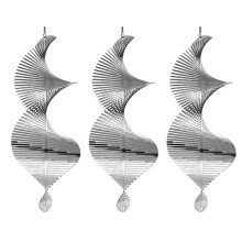 3X Wind Spinners 3D Hanging Wind Spinner Stainless Steel Metal Sculptures Decorations, Heliciform Wind Sculptures