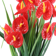 4 Bossen Kunstmatige Nepbloemen Imitatie Anthurium Planten Plastic Heesters Struiken Groen Binnen Buiten Hangende Plantenbak Huisdecoratie
