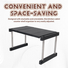 Armoire de Cuisine Organisateur éTagèRe Rack éTagèRe Extensible Empilable pour Sauce à Plat Noir