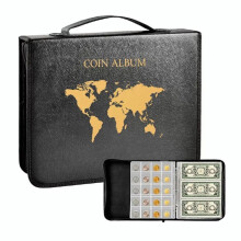 Portable Coin Collection Set 200 Panels Pvc Transparent Loose-Leaf Philatelic Book Album with Zipper Protection
