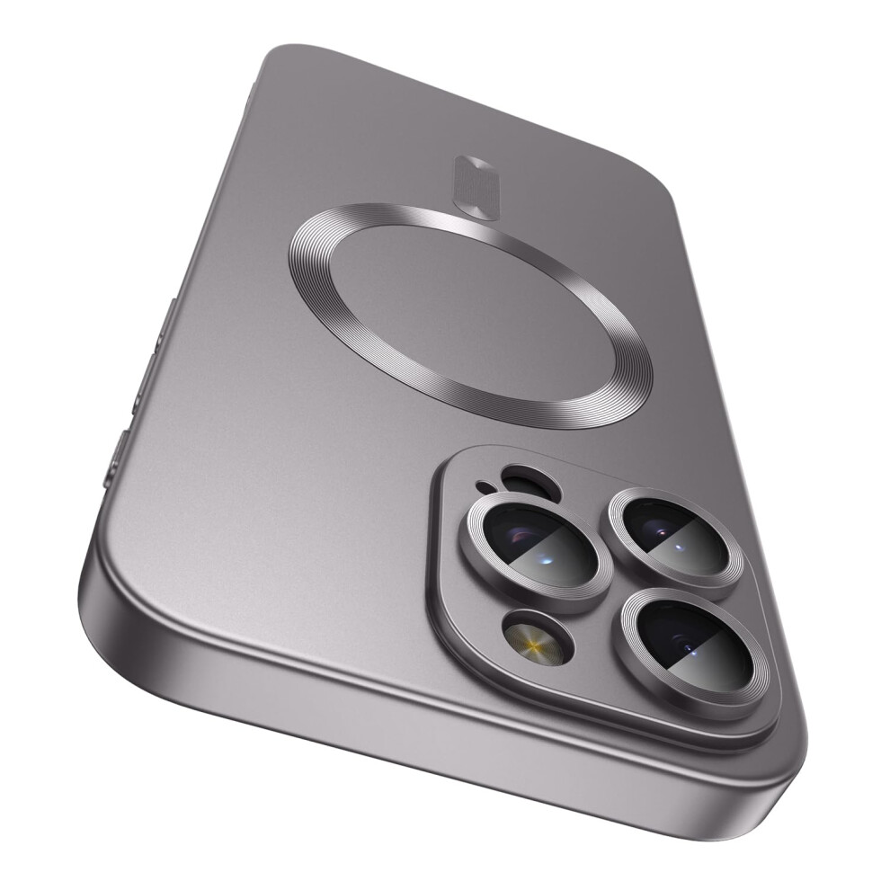 Case For Iphone 16 Pro Magsafe With Lens Protector Slim Shockproof Silicone Bumper Titanium Gray 9092120793161