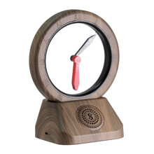 Speakers Retro Reverse Clock Speakers Portable Home Speakers Music for Home Decor Walnut Color