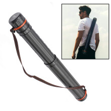 Black Plastic Telescoping Poster Storage Tube with Adjustable Length and Shoulder Strap 17.5x2.5 in