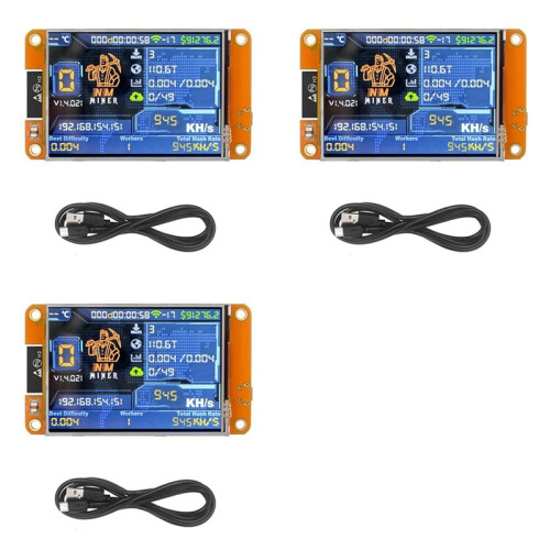 3X NMiner NerdMiner 945KH/S Harshrate 2,8 Polegadas  Display Bitcoin Crypto Solo Lottery Miner NerdMiner Atualizado