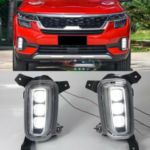 2Pcs Car Daytime Running Lamp Daylight Driving Fog Lights LED Vehicle Modification for  KX3 Seltos 2020