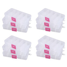 12pcs 10 Grid Electronic Component Parts Kits Plastic Storage Box Case