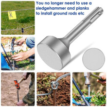 SDS- T Post Ground Rod Driver, Drill Bit Driver Durable Hammer Drill Rod Converter for Hammer Drill Grounding Rods F