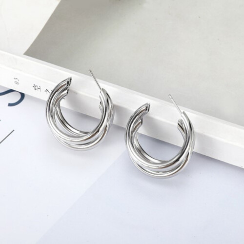 Hoop Orecchini Orecchini Geometrici Accessori Metallici Accessori Moda Argento 1