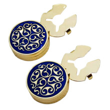 Handsome Copper Cufflinks Featuring Pattern And Stone-gold