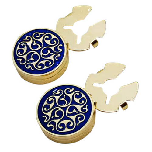 Handsome Copper Cufflinks Featuring Pattern And Stone-gold