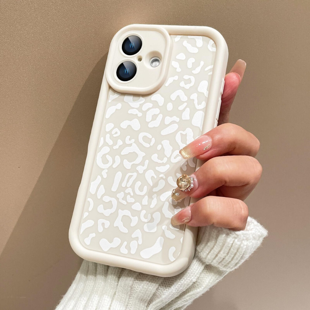 Case For Iphone 16 6.1 Inch Slim Shockproof Cheetah Silicone Cover With Leopard Print White 9455672307864
