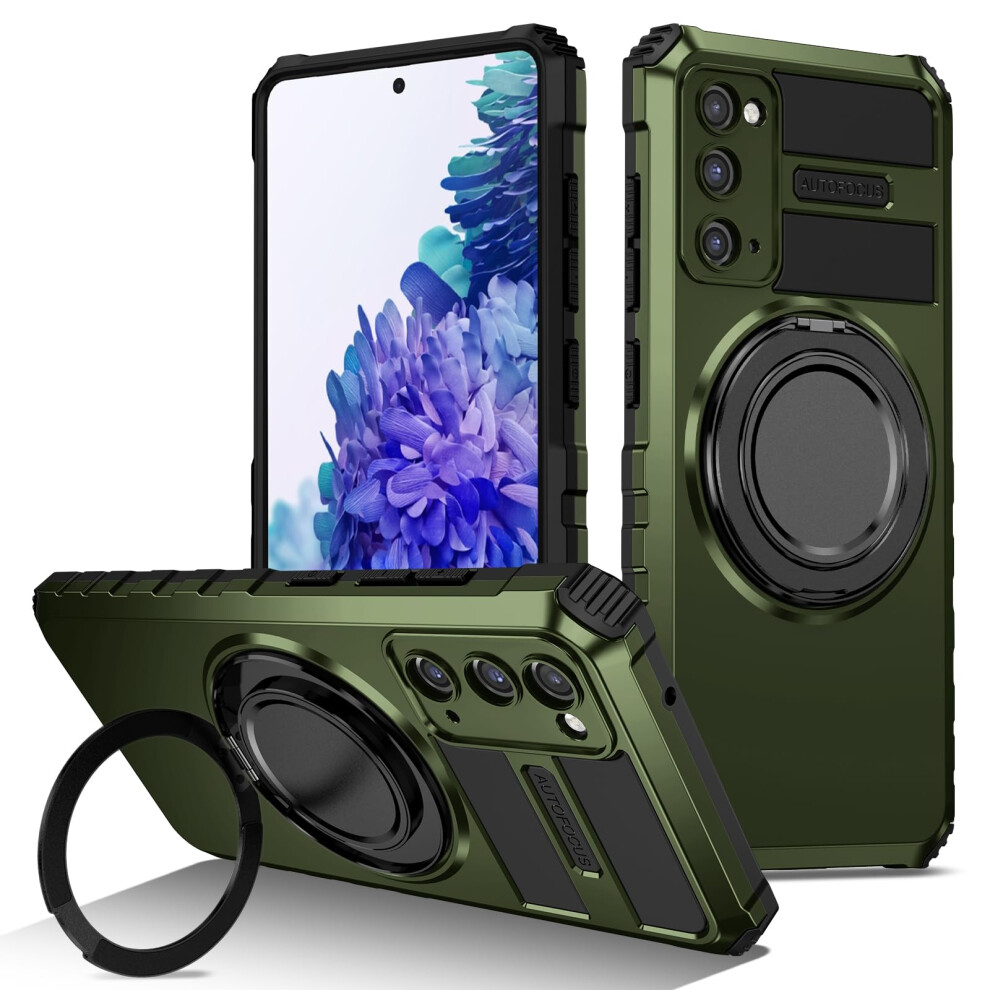 Magnetic Ring Case Shockproof Dual Layer With Kickstand Wireless Charging For Samsung S20 Fe 5G Green 9073542731481