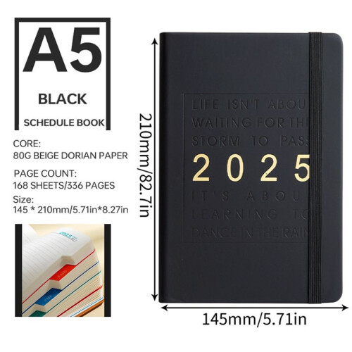 January-December 2025 Planner Language Notebook A5 School Agenda Planner Weekly Monthly Diary Organizer 2