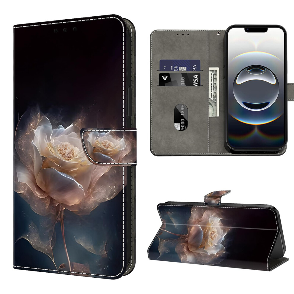 Wallet Case Leather Flip Cover With Card Holder Kickstand Flower For Samsung Galaxy S25 Plus And S24 Plus Golden 9330225032571