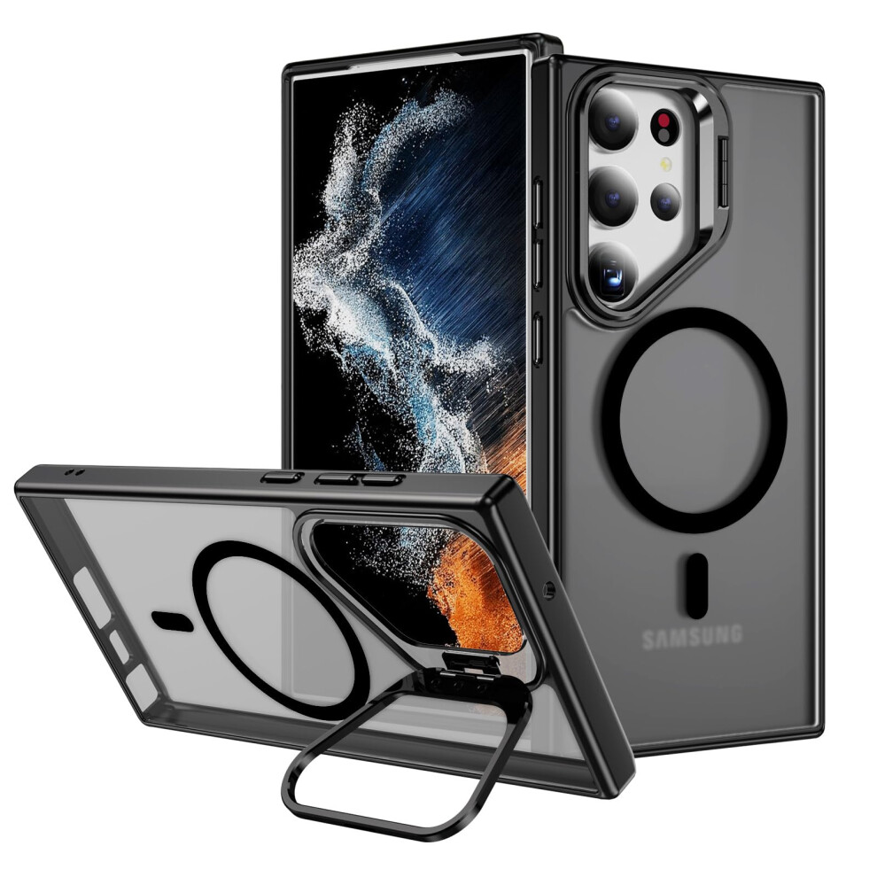 Case For Galaxy S23 Ultra Magnetic Ring Kickstand Shockproof Magsafe Compatible Protective Cover Black 9092120794151