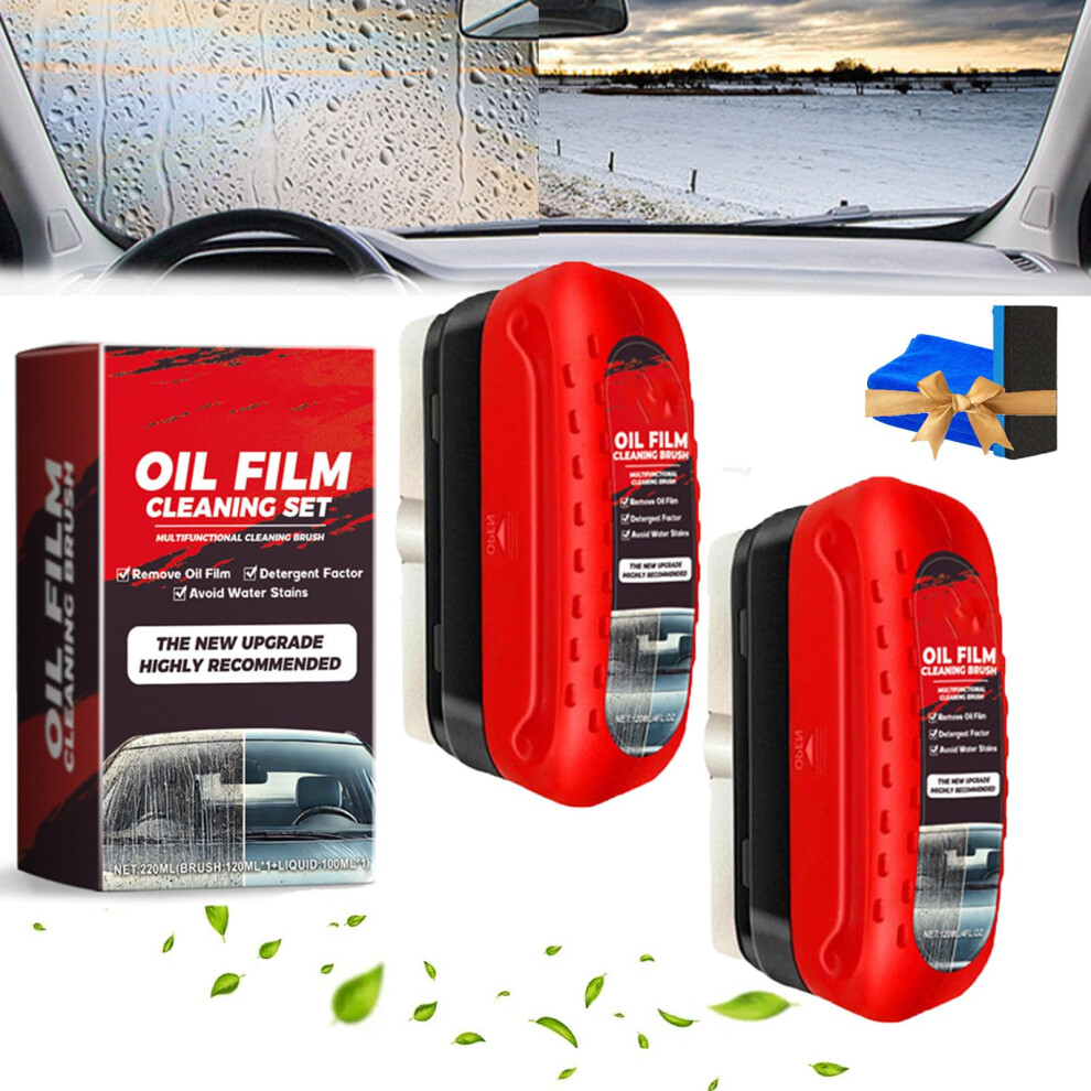 Car Glass Cleaner And Windshield Oil Film Remover 2Pcs Set, Fast Decontamination, AntiâFog Hydrophobic Glass Care 9330225032601