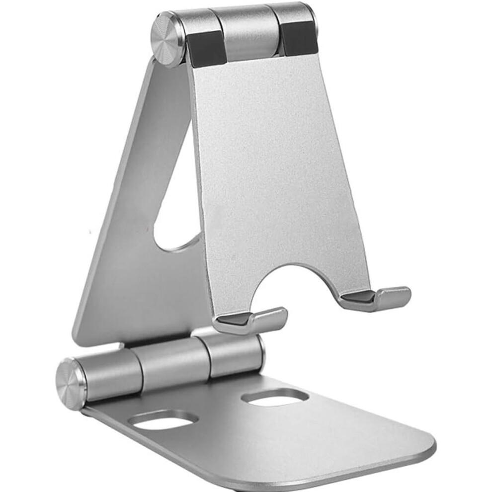 Aluminum Phone Stand Adjustable Folding Design Metal Holder For Desk Tablet And Smartphone Silver 9330225032625