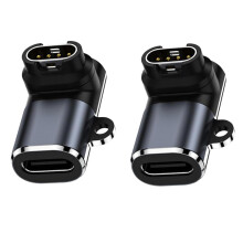 USBC 90 Degree Smartwatch Charging Adapter for Garmin Fenix Series with Strain Relief, 2 Pack