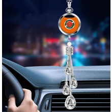 Luxury Crystal Car Air Freshener Pendant with Refillable Perfume Bottle, Tassel Design for Hyundai Mirror