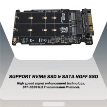 M.2 SSD to U.2 Adapter 2in1 M.2 NVMe and -Bus NGFF SSD to PCI-E U.2 SFF-8639 Adapter PCIe M2 Converter,Without Shell