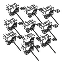 10pcs Motorcycle Cake Topper Set, Durable Acrylic Vehicle Decoration for Boys Birthday Party Desserts