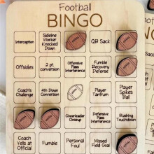 Football Bingo Game, Wooden Football-Themed Bingo Game, Tic-Tac-Toe Board Game, Sports Bingo, Bingo Cards Family Game
