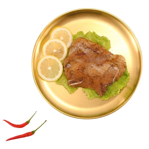 BBQ Thick Round Plate BBQ Plate Golden Cafe Fruit Cake Plate 2