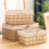 Wicker Storage Basket Hand-Woven Paper Rope Decorative Rectangular Wicker Basket  Storage Box C 8
