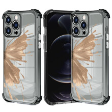 Golden Butterfly Wings Clear Shockproof Military Grade Protective Case for iPhone 16 Pro Max
