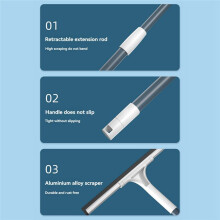 Telescopic Shower Rubber Broom and Window Cleaner-Multipurpose Silicone Rubber Broom with 120 cm Telescopic Rod
