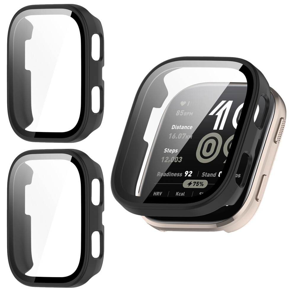 2 Pack Screen Protector Case With Builtin Tempered Glass Full Coverage Hard Pc Bumper For Amazfit Bip 6 9092120794908