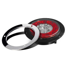6Pcs 4 Inch Round Truck Trailer LED Tail Stop Brake Lights Red and Amber Parking Turn Signal Lights
