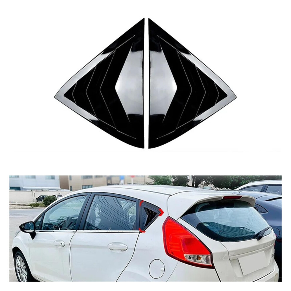 Rear Side Window Louvers Glossy Carbon Fiber Look Sporty Upgrade For Ford Fiesta Mk7 20082017 Black 9092120259940