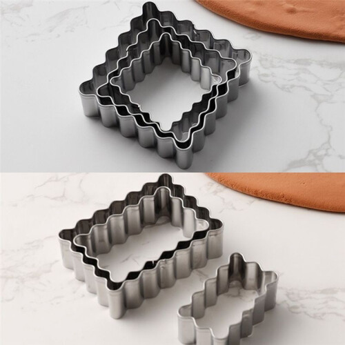 Blessing Frame Cookie Mold Wave Rectangular Cookie Cutter Wedding Fondant Cake Decoration Baking Mold 2