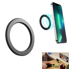 Magnetic Phone Ring Holder for iPhone 15 14 13 12, 360 Rotatable Stand, Slim Black Grip